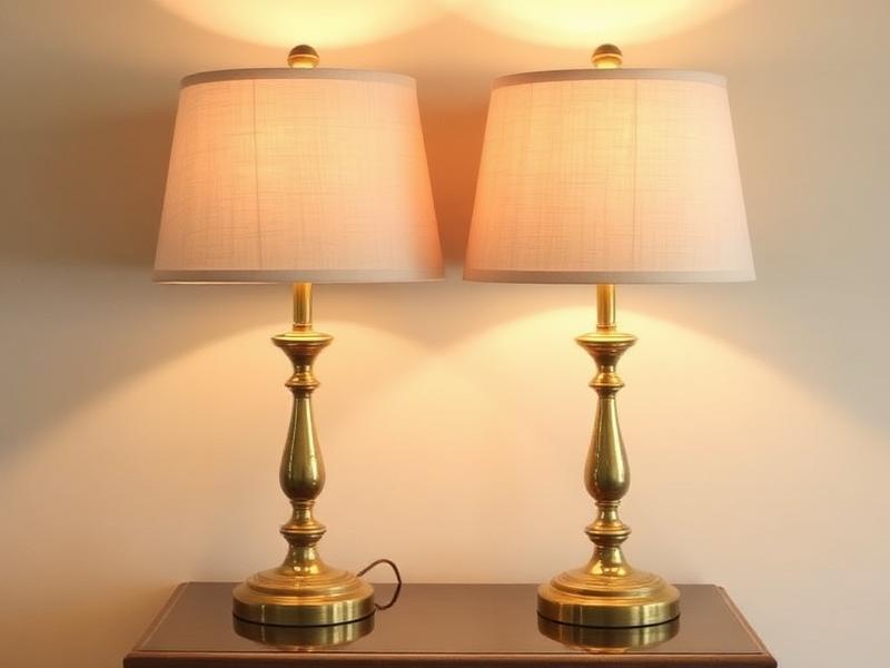 Pair of table lamps with linen shades